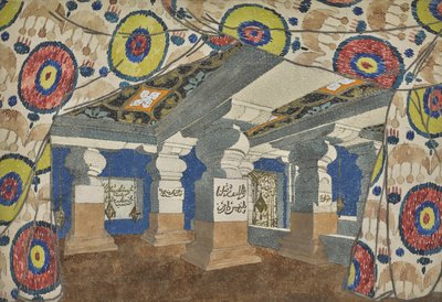 रिव्यू अलादीन, या वंडरफुल लैंप, 1919 के लिए स्टेज डिजाइन। द्वारा लियोन बक्स्तो