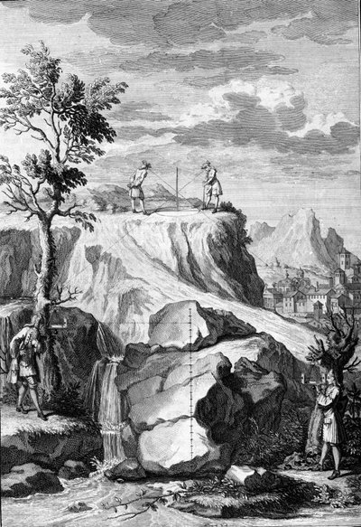 वास्तुकला पर व्यवहार: लियोन बत्तीस्ता अल्बर्टी (1404-1472), वास्तुकार, गणितज्ञ, पुनर्जागरण के इतालवी कवि, लंदन द्वारा "डी आर्किटेक्चर लिब्री डेसेम" से लिया गया बोर्ड द्वारा लियोन बत्तीस्टा अल्बर्टी