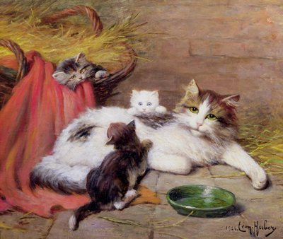 बिल्ली के बच्चे के साथ, 1924 द्वारा Leon Charles Huber
