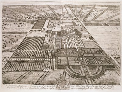 जोहान्स किप (c.1652-1722) द्वारा उत्कीर्ण ग्लूसेस्टर काउंटी में बैडमिंटन हाउस (192764 भी देखें) द्वारा लियोनार्ड Knyff