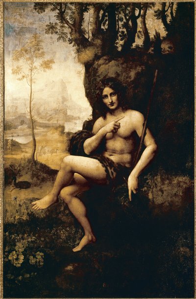 Bacchus (कैनवास पर स्थानांतरित तेल द्वारा लियोनार्डो दा (स्टूडियो) विंसी