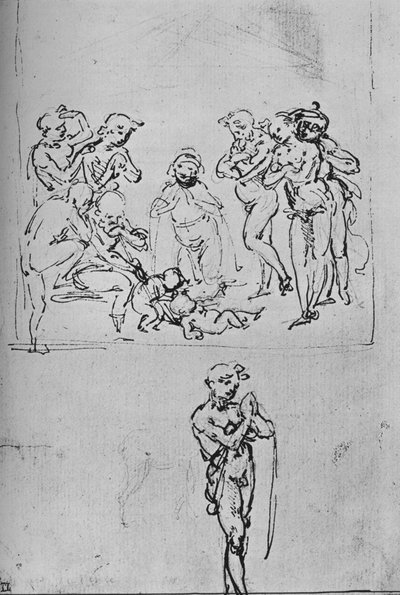 शेफर्ड की आराधना और एक शेफर्ड का अलग अध्ययन, c1480 1945 द्वारा लियोनार्डो दा विंची