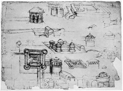 एक किले के लिए डिजाइन, 1500-1505 1954। द्वारा लियोनार्डो दा विंची