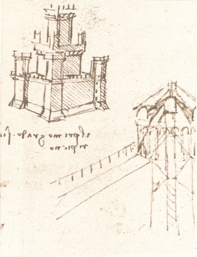 महल और विला के लिए परियोजनाओं का चित्रण, c1472-c1519 1883 द्वारा लियोनार्डो दा विंची