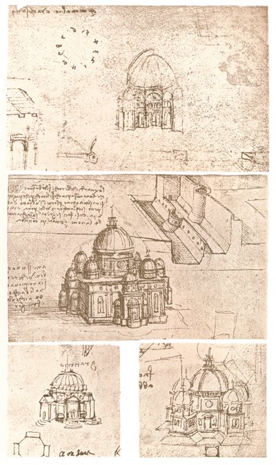 सनकी वास्तुकला के चार चित्र, c1472-c1519 1883 द्वारा लियोनार्डो दा विंची