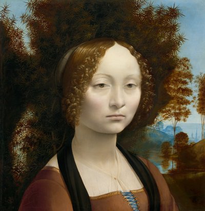 Ginevra de 'Benci [आगे की ओर], c. 14741478. द्वारा लियोनार्डो दा विंची