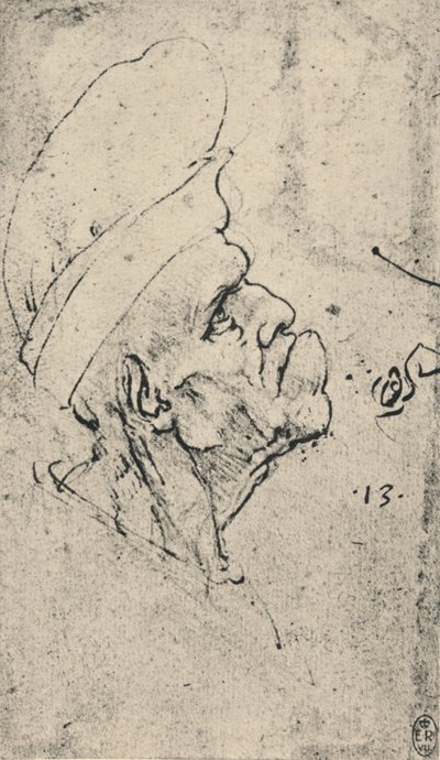 राइट टू हैट पहने एक आदमी की Grotesque प्रोफाइल, c1480 1945 द्वारा लियोनार्डो दा विंची