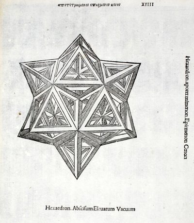 Hexacedron लुका पसिओली (c.1445-1517) द्वारा एक &39;दिव्य अनुपात&39; से निर्वात बंद उठा लिया, मूल रूप से पब। वेनिस 1509 द्वारा लियोनार्डो दा विंची