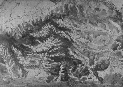 उत्तरी इटली का मानचित्र, अर्नो का वाटरशेड दिखा रहा है, c1480 1945 द्वारा लियोनार्डो दा विंची