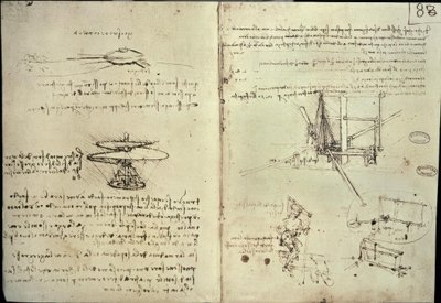प्रोपेलर और फ्लाइंग मशीनों के लिए अध्ययन द्वारा Leonardo da Vinci