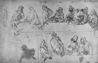अंतिम भोज के लिए अध्ययन, c1480 1945 द्वारा लियोनार्डो दा विंची