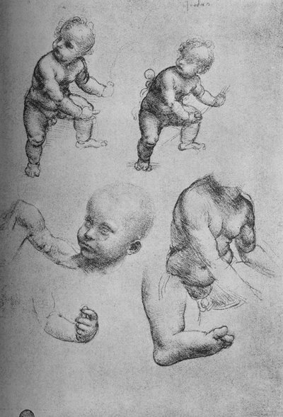 एक बच्चे और एक बच्चे के अंगों का अध्ययन, c1480 1945 द्वारा लियोनार्डो दा विंची