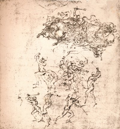 अंगारी की लड़ाई के कार्टून के लिए अध्ययन, c1472-c1505 1883 द्वारा लियोनार्डो दा विंची
