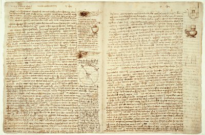 कोडेक्स हैमर, पृष्ठ 124-127, 1508-12 द्वारा लियोनार्डो दा विंची