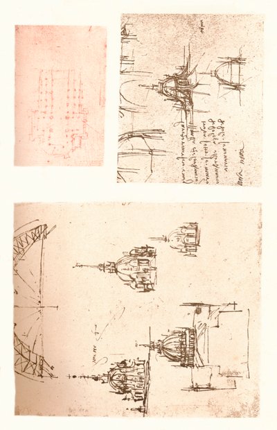 मिलान कैथेड्रल के तीन चित्र, c1472-c1519 1883 द्वारा लियोनार्डो दा विंची