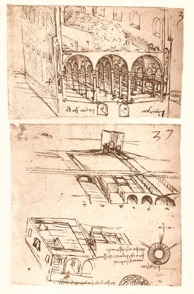 दो वास्तुकला चित्र, c1472-c1519 1883 द्वारा लियोनार्डो दा विंची