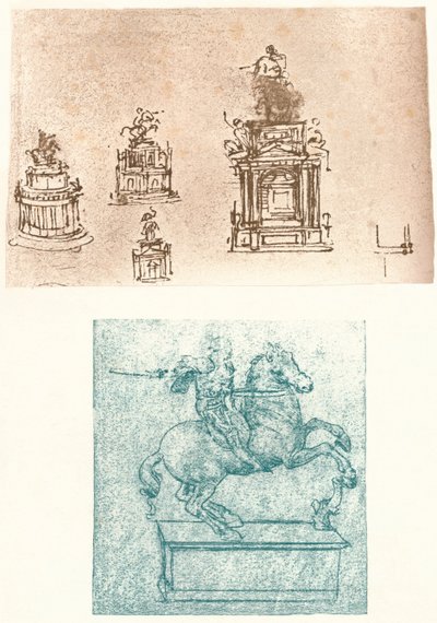 Sforza स्मारक के लिए दो प्रारंभिक अध्ययन, c1482-c1499 1883 द्वारा लियोनार्डो दा विंची