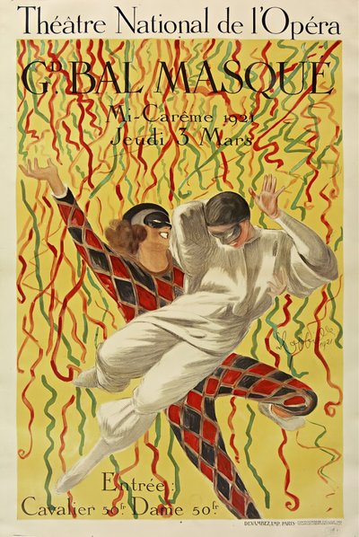 नेशनल ओपेरा थियेटर, ग्रैंड मिड-कारमे बॉल, 1921। द्वारा लिओनेटो कैप्पिलो