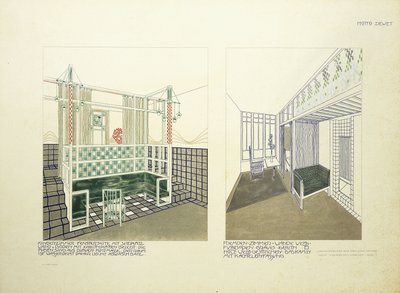 बाल कक्ष और अतिथि कक्ष, c.1901 (रंग लिथो) द्वारा लियोपोल्ड (बाद) बाउर