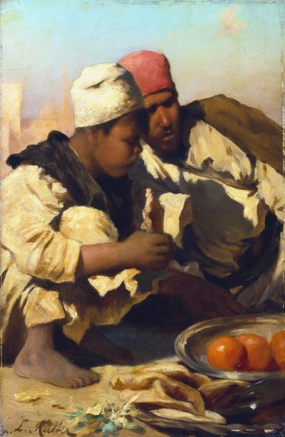 काहिरा बाजार में बैठे अरब, c1854-1892 द्वारा लियोपोल्ड कार्ल मुलर