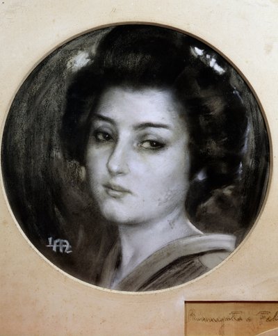 मैडम बटरफ्लाई, इसी नाम के ओपेरा के लिए लियोपोल्डो मेट्लिकोविट्ज़ (1868-1944) द्वारा स्केच द्वारा जियाकोमो पुक्किनी द्वारा लियोपोल्डो मेटलिकोवित्ज़