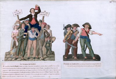 मैराट और केमिली जॉर्डन की विजय ने कहा कि &39;उनके सिर काट दो&39;, c.1792 (कार्ड पर गौचे द्वारा लेसुअर ब्रदर्स