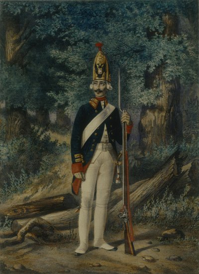 1800, 1840 के दशक में प्रोब्राझेंस्की रेजिमेंट का ग्रेनेडियर द्वारा लेव अलेक्जेंड्रोविच बेलौसोव