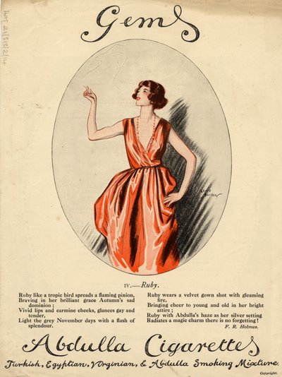 अब्दुल्ला सिगरेट, 1920 के दशक द्वारा लुईस बॉमरे