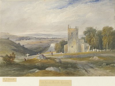 ग्राइंडन चर्च: वाटर कलर पेंटिंग, एन डी [c1830-1845] द्वारा लुईस जॉन वुड