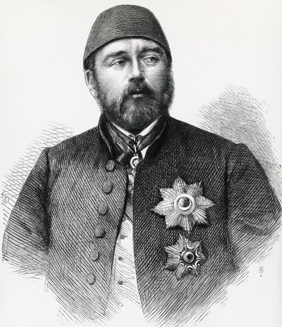 इस्माइल पाशा (1830-1895), मिस्र के खेदिवे (वायसराय) का चित्र, उत्कीर्णन द्वारा अज्ञात अज्ञात