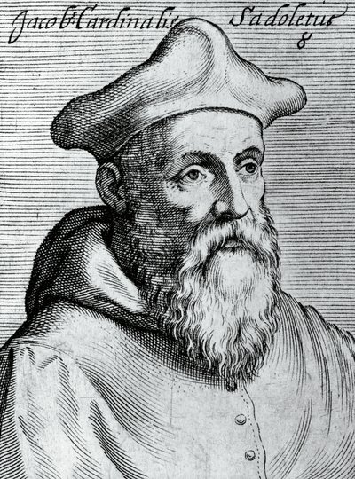 जैकोपो सैडोलेटो (1477-1547), इतालवी मानवतावादी, कैथोलिक बिशप और कार्डिनल का पोर्ट्रेट, क्लॉडियस पर्नेटस द्वारा सभी गुणों और विज्ञान के सबसे शानदार और सबसे प्रसिद्ध प्रतीकों से उत्कीर्णन द्वारा अज्ञात अज्ञात