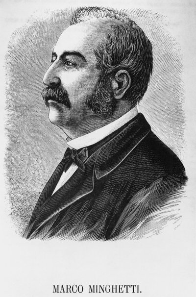 मार्को मिंगेटी (1818-1886) का पोर्ट्रेट, इतालवी अर्थशास्त्री और राजनेता जो 1863 से 1864 तक इटली के राज्य के प्रधान मंत्री थे, और 1873 से 1876 तक, उत्कीर्णन द्वारा अज्ञात अज्ञात