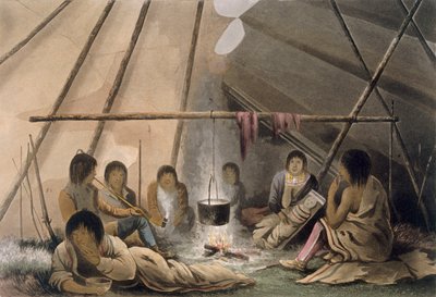 आंतरिक एक क्री भारतीय तम्बू, 1824 द्वारा Lieutenant Hood