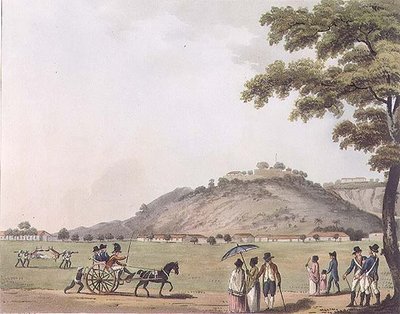 माउंट सेंट थॉमस का एक दृश्य, मद्रास के पास, एच. मर्क (fl.1800-20) पब द्वारा उकेरा गया &39;मैसूर के राज्य में सुरम्य दृश्य&39; से प्लेट 20। एडवर्ड ओरमे द्वारा (१७७४-सी.१८२०) १८०४ (एक्वाटिंट) द्वारा लेफ्टिनेंट जेम्स (बाद में) हंटर