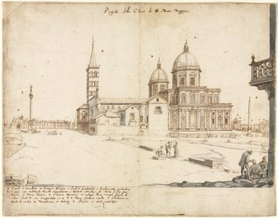 रोम के अठारह दृश्य: द बैसिलिका ऑफ़ सांता मारिया मैगीगोर, 1664। द्वारा लिविन क्रुइल