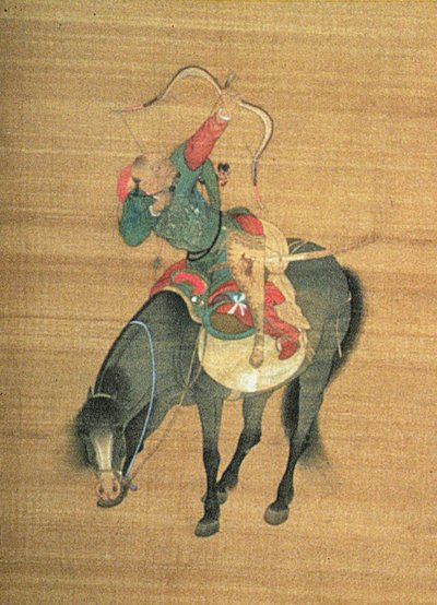 कुबलई खान (1214-94) शिकार (विस्तार), युआन राजवंश (रेशम पर स्याही और रंग) (3504 देखें) द्वारा Liu Kuan tao