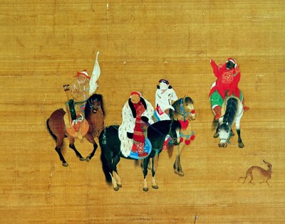 कुबलई खान (1214-94) शिकार, युआन राजवंश (रेशम पर स्याही का रंग) (विस्तार) द्वारा लियू कुआन ताओ