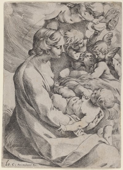 एन्जिल्स के साथ मैडोना और बच्चा द्वारा Lodovico Carracci