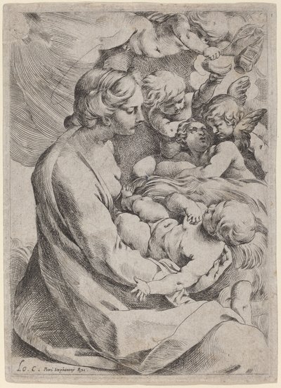 एन्जिल्स के साथ मैडोना और बच्चा द्वारा Lodovico Carracci