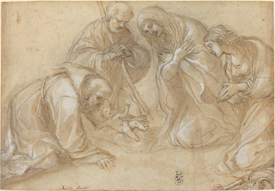 संत फ्रांसिस और एग्नेस के साथ जन्म द्वारा Lodovico Carracci
