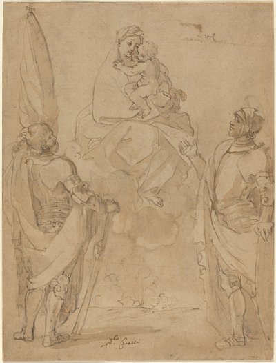 द वर्जिन एंड चाइल्ड अपीयरिंग टू सेंट जॉर्ज एंड विलियम द्वारा Lodovico Carracci