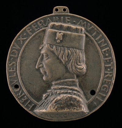 एरकोले आई डी'एस्ट, 1431-1505, फेरारा के ड्यूक, मोडेना, और रेजियो 1471 [सामने], 1472। द्वारा लोदोविको कोराडिनी