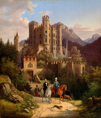 1838-1839 में होहेंसचवांगौ में क्राउन प्रिंस मैक्सिमिलियन की सवारी। द्वारा लोरेंजो II क्वाग्लियो