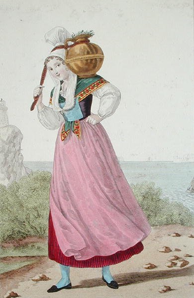 चेरबर्ग क्षेत्र की डेयरीमेड, c.1820 (कलर लिथो) द्वारा लुई मैरी (बाद में) लैंटे