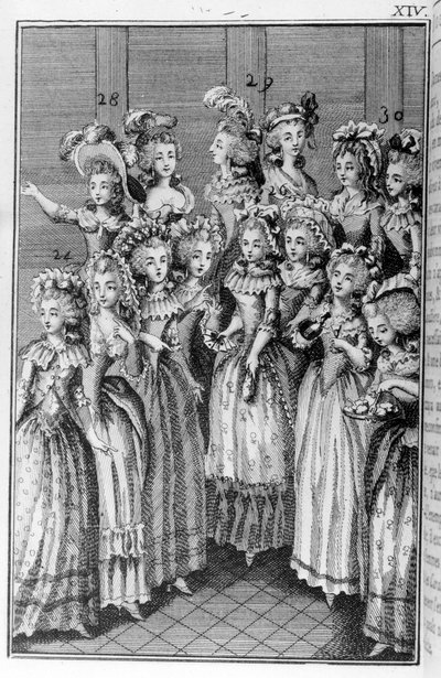 निकोलस एडमे रेस्टिफ डी ला ब्रेटन की पुस्तक के लिए लुई बिनेट (1744-1800) द्वारा चित्रण "" लेस पेरिसियन्स "", या एक्सएल जनरल कैरेक्टर टेकन इन द मॉडर्न मूर, एक निर्देश डेस पर्सन-डु-सेक्स की सेवा के लिए उपयुक्त है, से खींचा गया नई Lycee des द्वारा लुइस (बाद) बिनेट