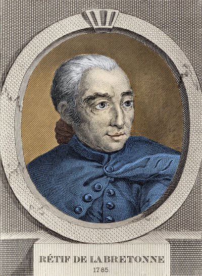 रेस्टिफ़ डी ला ब्रेटन का पोर्ट्रेट (1734-1806) - बिनेट द्वारा, उत्कीर्णन द्वारा लुइस (बाद) बिनेट