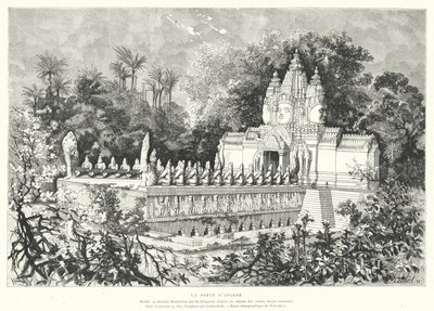 अंगकोर का गेट, कंबोडिया (उत्कीर्णन) द्वारा लुई (बाद में) डेलापोर्टे