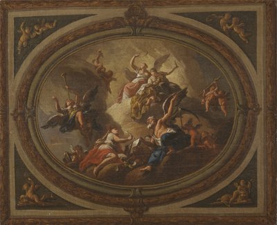 एक अंडाकार छत के लिए स्केच, c.1705 (कैनवास पर तेल) द्वारा लुइस (बाद) लेगुएरे