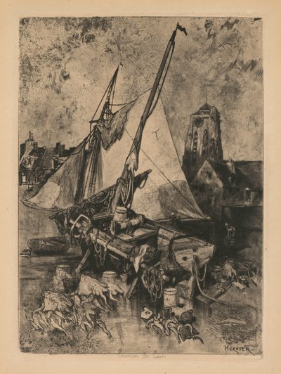 फिशिंग बोट्स, नॉरमैंडी एनिट्स डे केन, सी। 1862-1864। द्वारा लुई एडोल्फ हर्वियर