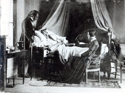रोगी का डॉक्टर का दौरा, c.1840-50 (bw फोटो) द्वारा लुई एडोल्फे हम्बर्ट डी मोलार्ड
